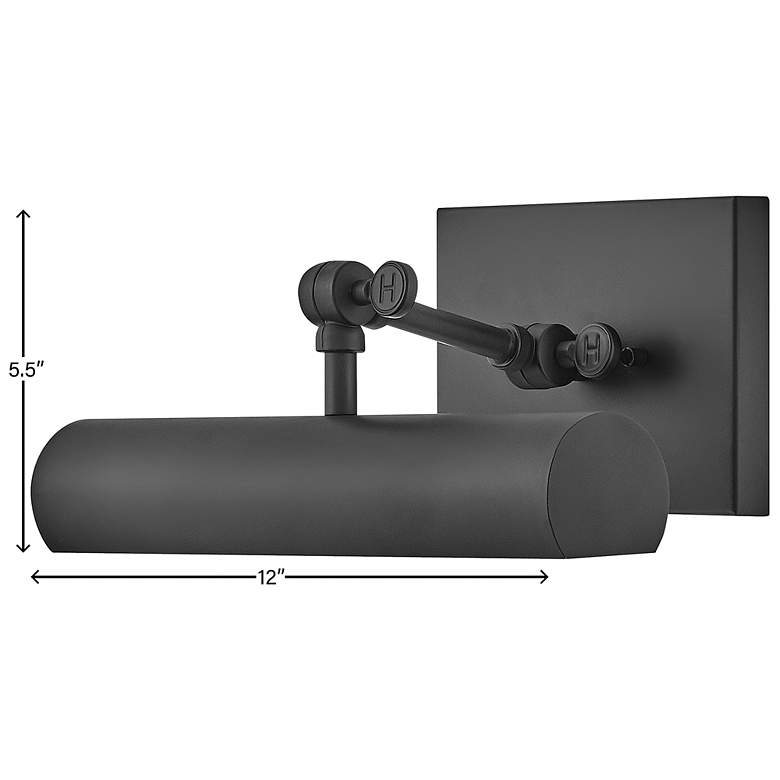 Image 5 Hinkley Stokes 12" Wide Black Metal Picture Light Accent Wall Light more views