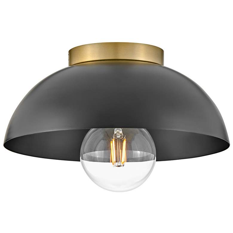 Image 1 Hinkley Stu 11" Wide Black and Lacquered Brass Ceiling Light