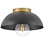 1_Hinkley Stu 11" Wide Black and Lacquered Brass Ceiling Light