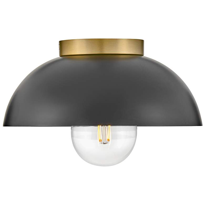 Image 3 Hinkley Stu 11" Wide Black and Lacquered Brass Ceiling Light more views