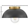 Hinkley Stu 11" Wide Black and Lacquered Brass Ceiling Light