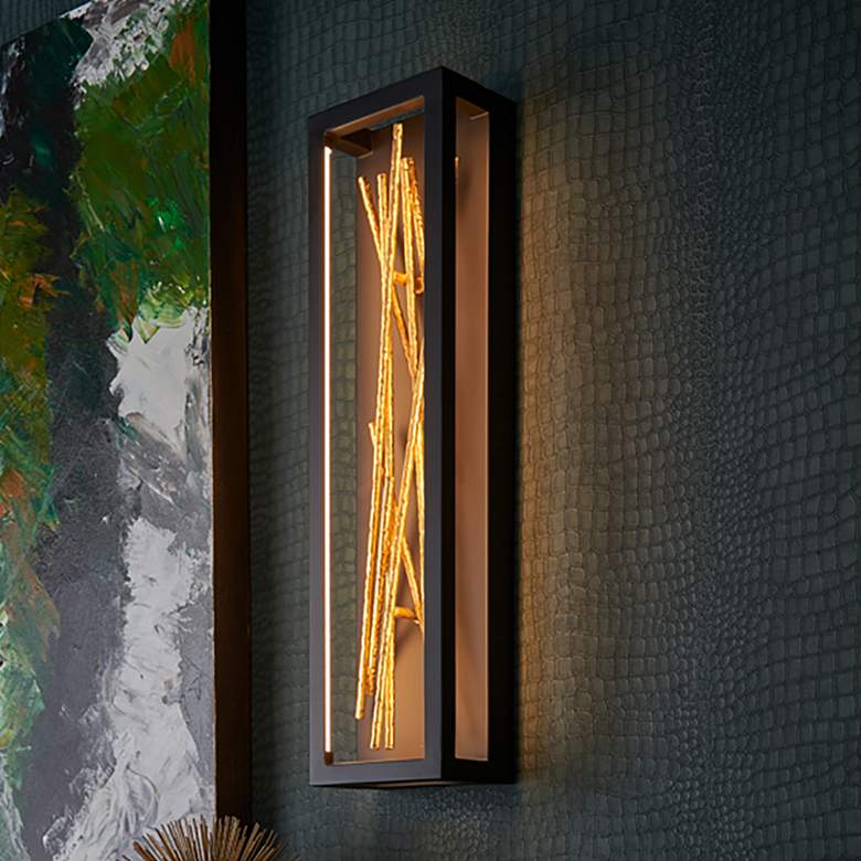 Image 1 Hinkley Styx 24" High Black Gilded Gold LED Wall Sconce