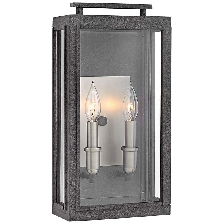Image 1 Hinkley Sutcliffe 17" High Aged Zinc Outdoor Wall Light