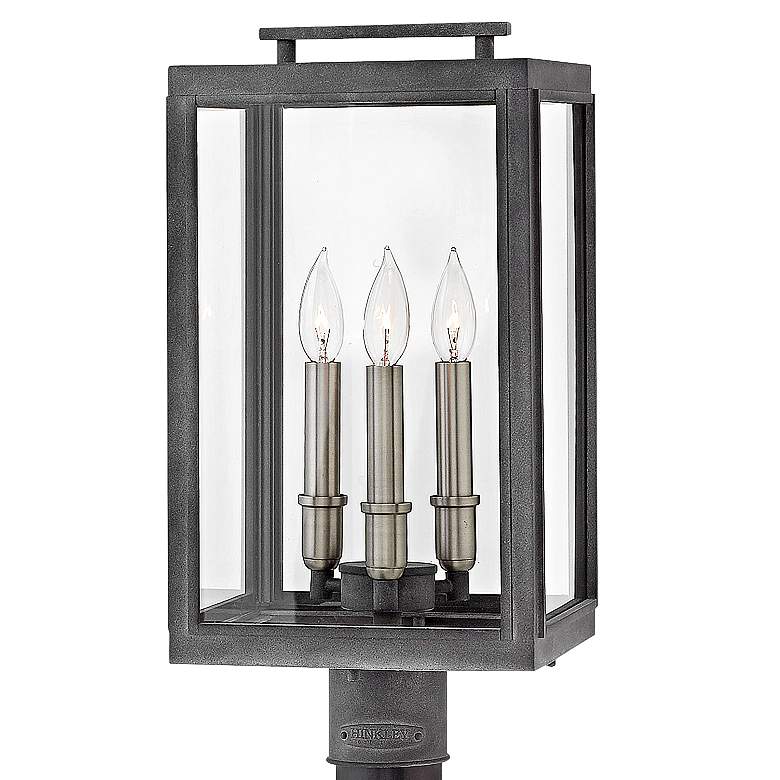 Image 2 Hinkley Sutcliffe 20" High Aged Zinc Outdoor Post Light more views