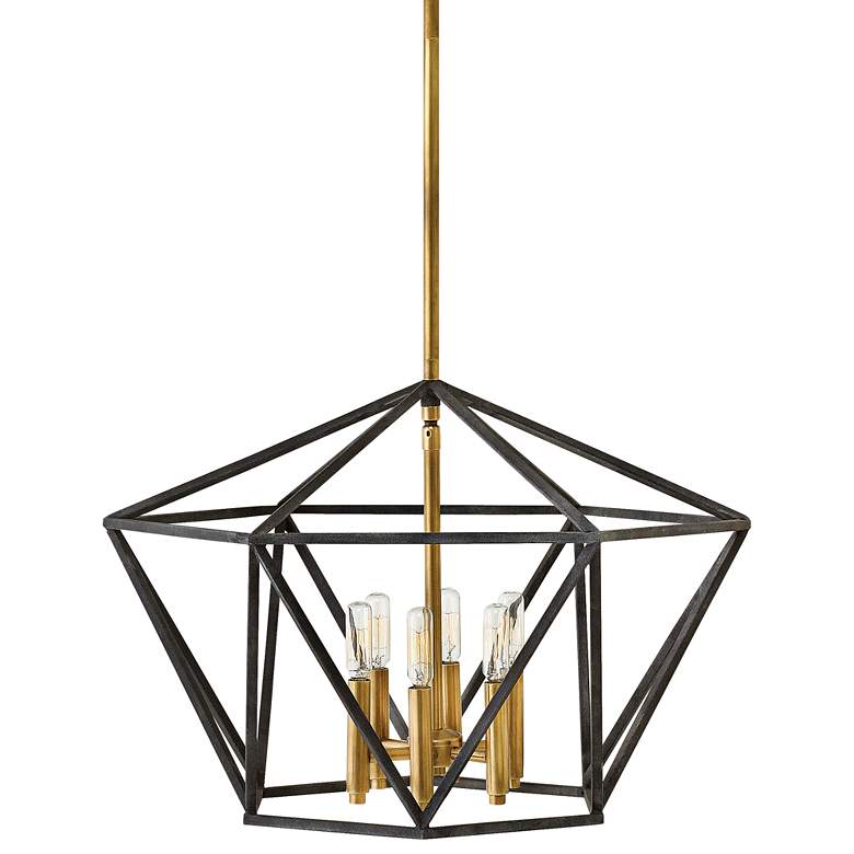 Image 2 Hinkley Theory 24.3 inch Wide Black and Brass Geometric Modern Chandelier