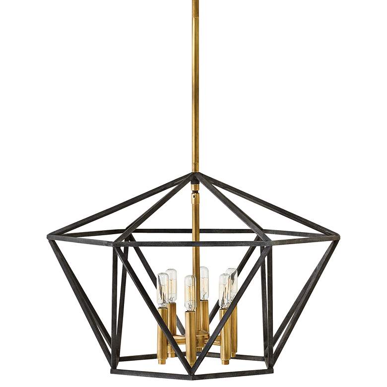 Image 2 Hinkley Theory 24 1/4" Black and Brass Geometric Modern Chandelier