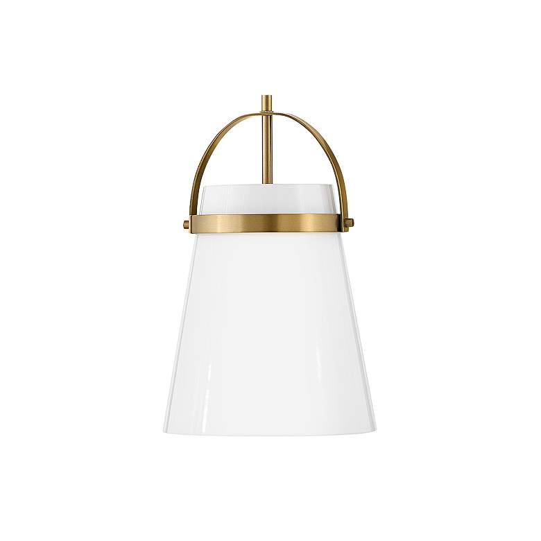 Image 2 Hinkley Tori 9 inch Wide Lacquered Brass and Opal Glass Mini Pendant Light more views