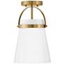 Hinkley Tori 9" Wide Lacquered Brass and Opal Glass Mini Pendant Light