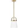 Hinkley Tori 9" Wide Lacquered Brass and Opal Glass Mini Pendant Light