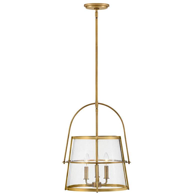 Image 1 Hinkley Tournon 15 inch Wide 2-Light Glass and Heritage Brass Pendant