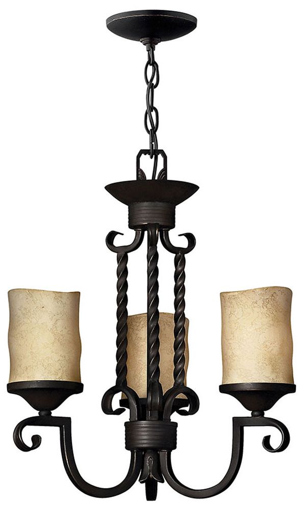 Image Hinkley Traditional 16.5" Black Finish Candle Glass Scroll Chandelier