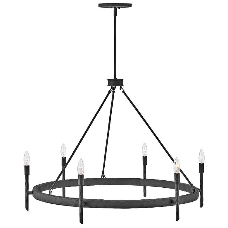Image 4 Hinkley Tress 36 1/4"W Forged Iron 6-Light Ring Chandelier more views