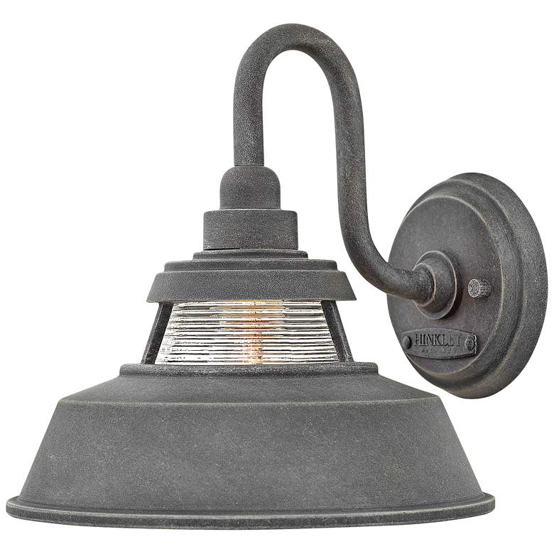 Image 1 Hinkley Troyer 10" High Aged Zinc Outdoor Wall Light