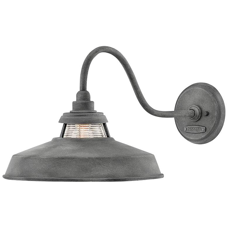 Image 2 Hinkley Troyer 12" High Aged Zinc Outdoor Wall Light