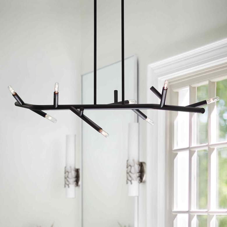 Image 1 Hinkley Twiggy 38" Wide 8-Light Modern Black Linear Chandelier