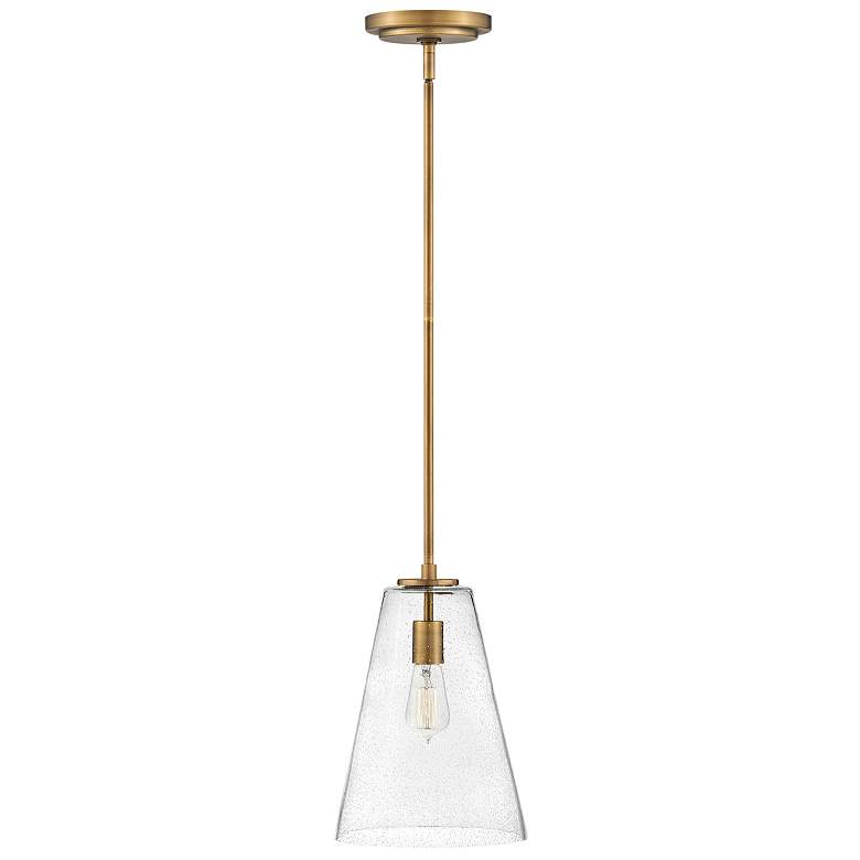 Image 1 Hinkley Vance 10" Wide Heritage Brass Seeded Glass Modern Mini Pendant