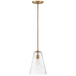 Hinkley Vance 10" Wide Heritage Brass Seeded Glass Modern Mini Pendant