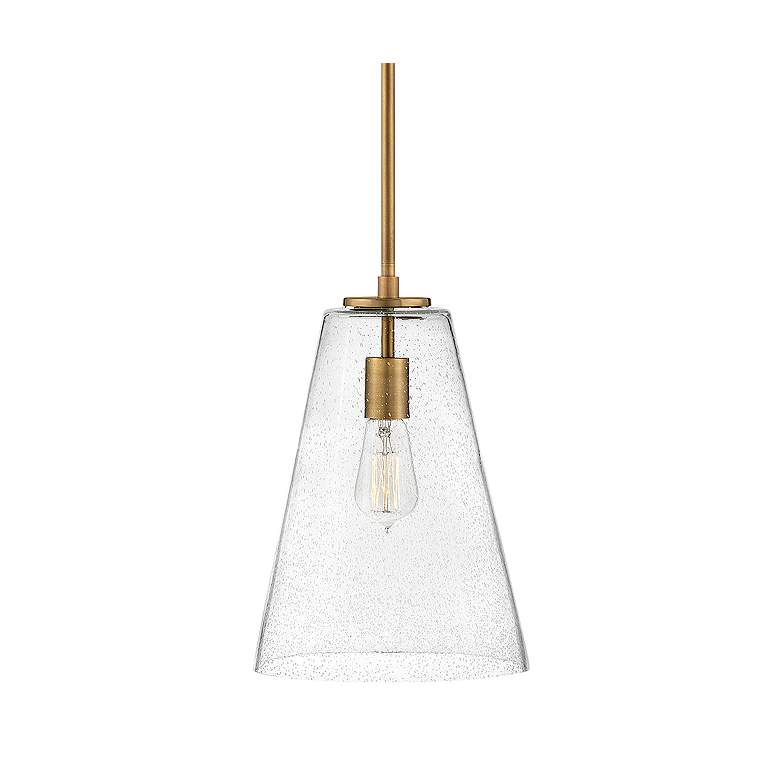 Image 2 Hinkley Vance 10" Wide Heritage Brass Seeded Glass Modern Mini Pendant more views