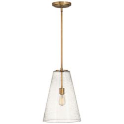 Hinkley Vance 13" Wide Heritage Brass and Glass Pendant Light