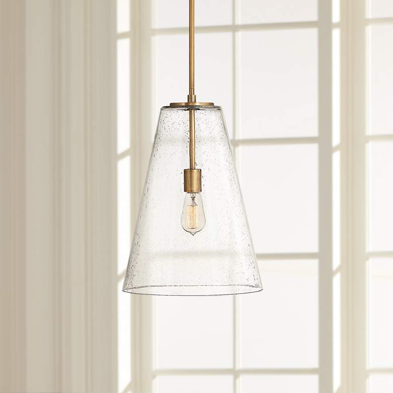 Image 1 Hinkley Vance 13 inch Wide Heritage Brass and Glass Pendant Light