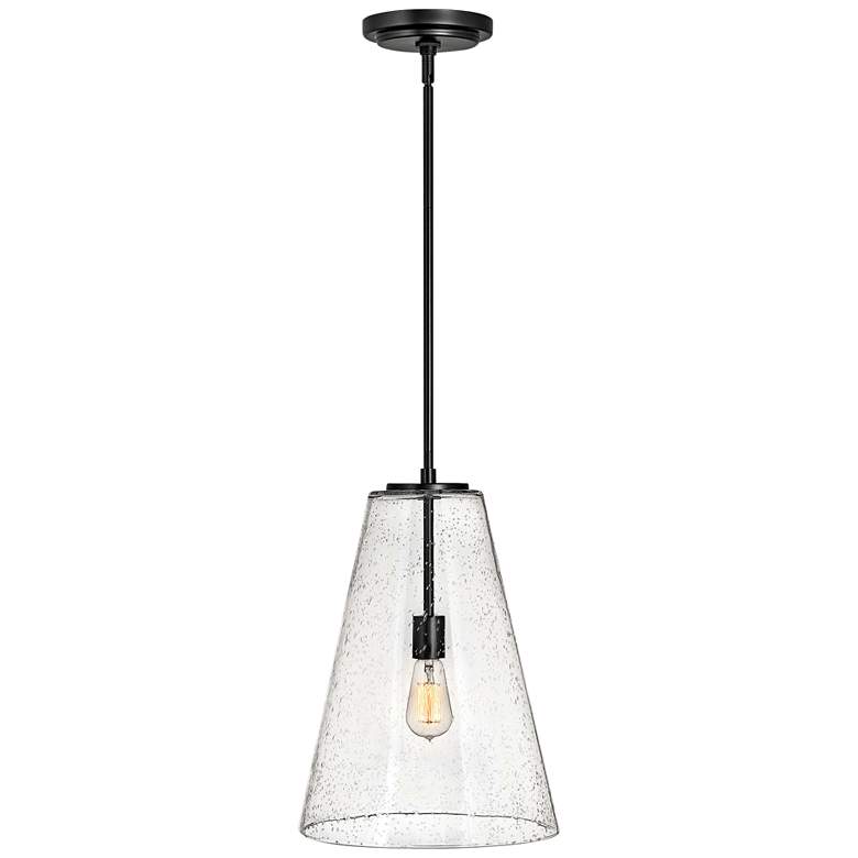 Image 2 Hinkley Vance 13 inch Wide Satin Black and Glass Pendant Light