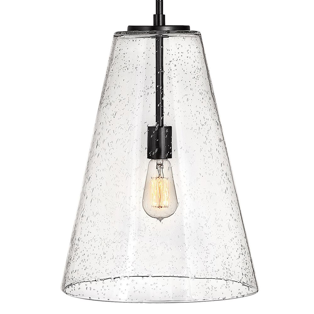 Hinkley Vance 13" Wide Satin Black and Glass Pendant Light