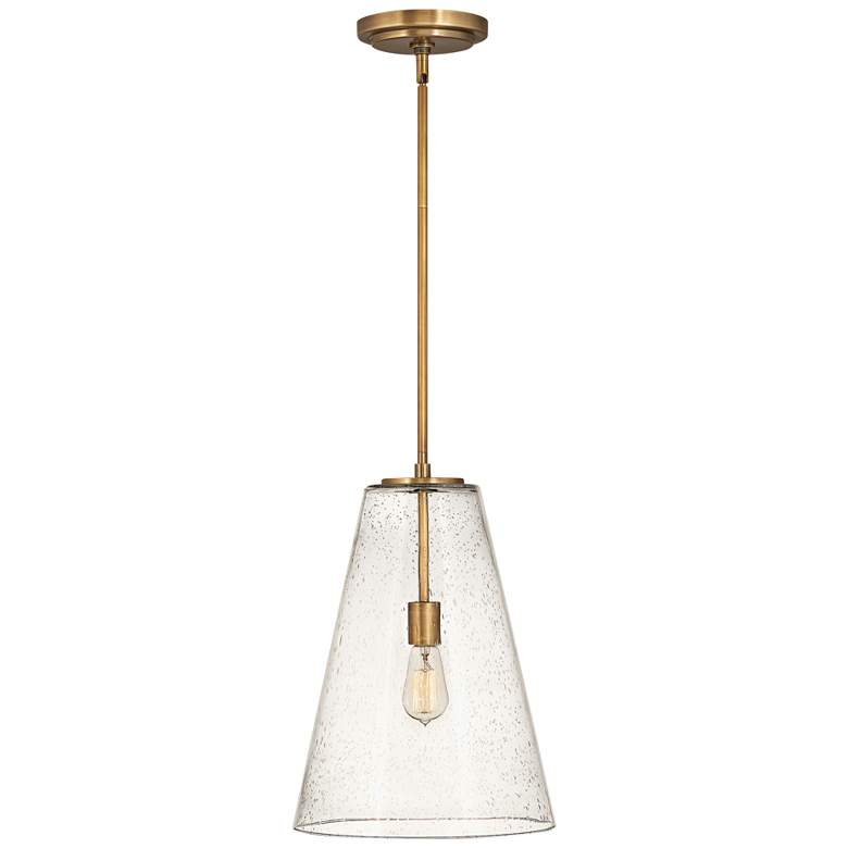 Hinkley Vance 13&quot;W Heritage Brass and Glass Pendant Light