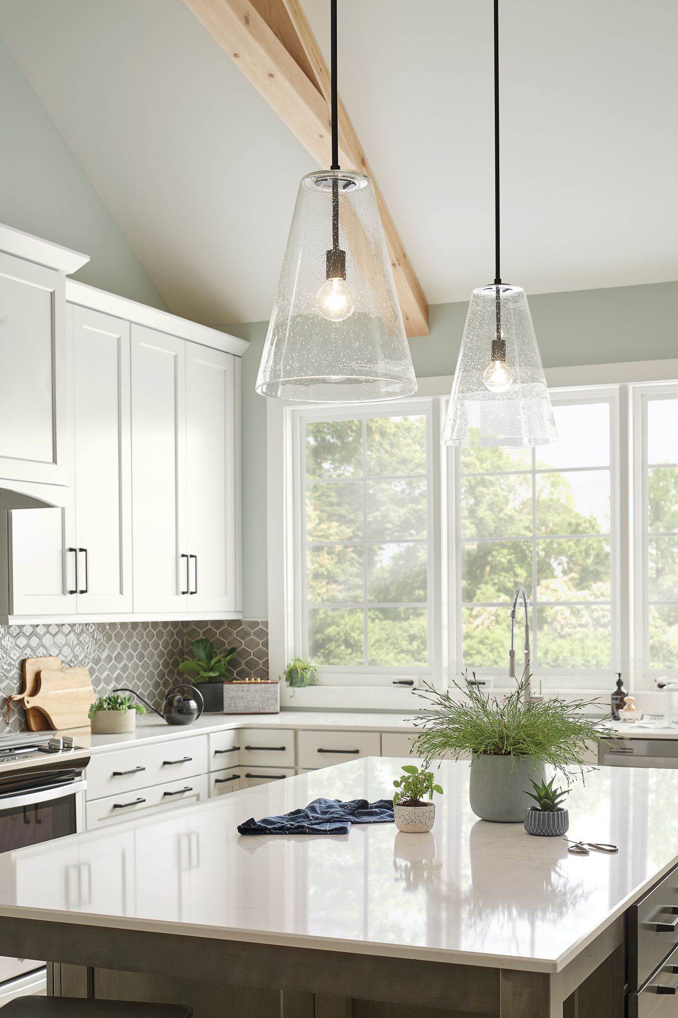 Hinkley Vance 13"W Polished Nickel and Glass Pendant Light