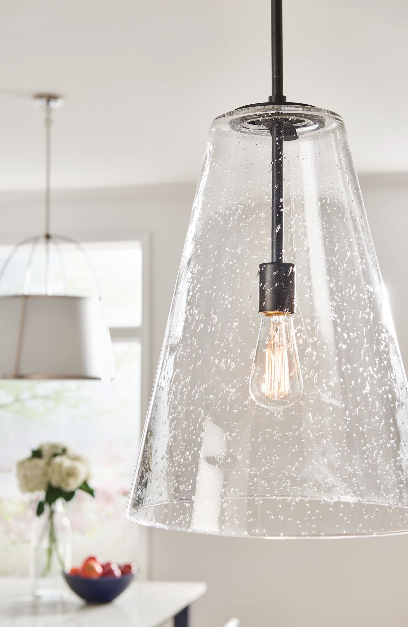 Hinkley Vance 13"W Polished Nickel and Glass Pendant Light