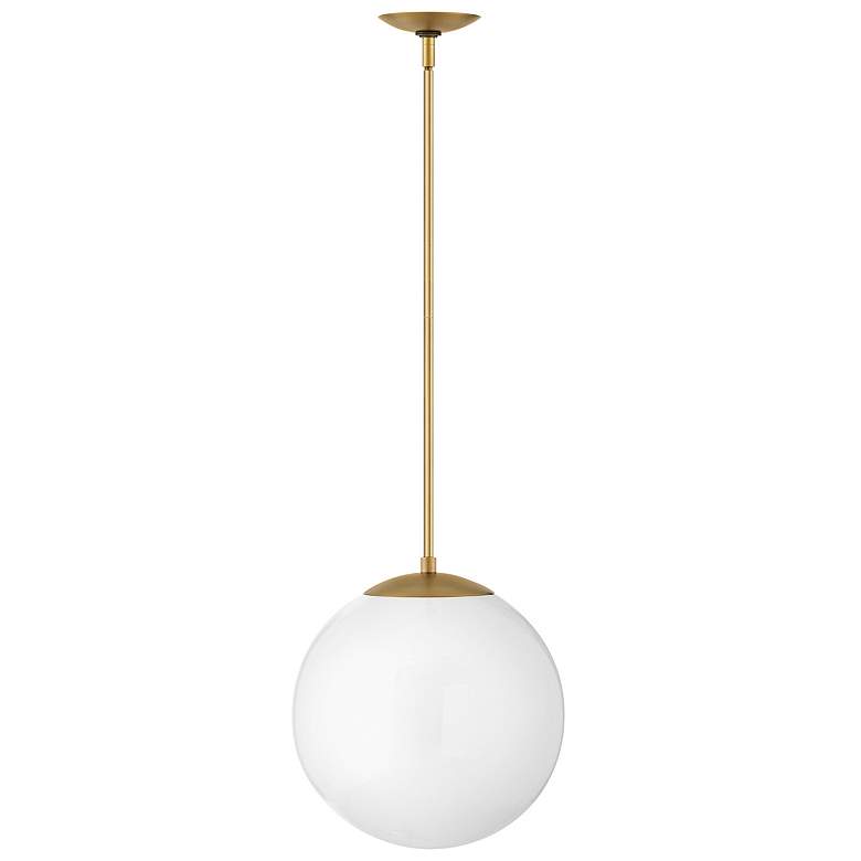 Image 1 Hinkley Warby 13 1/2" Brass White Glass Modern Globe Pendant Light