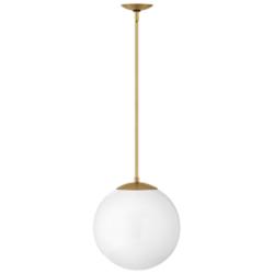 Hinkley Warby 13 1/2" Brass White Glass Modern Globe Pendant Light