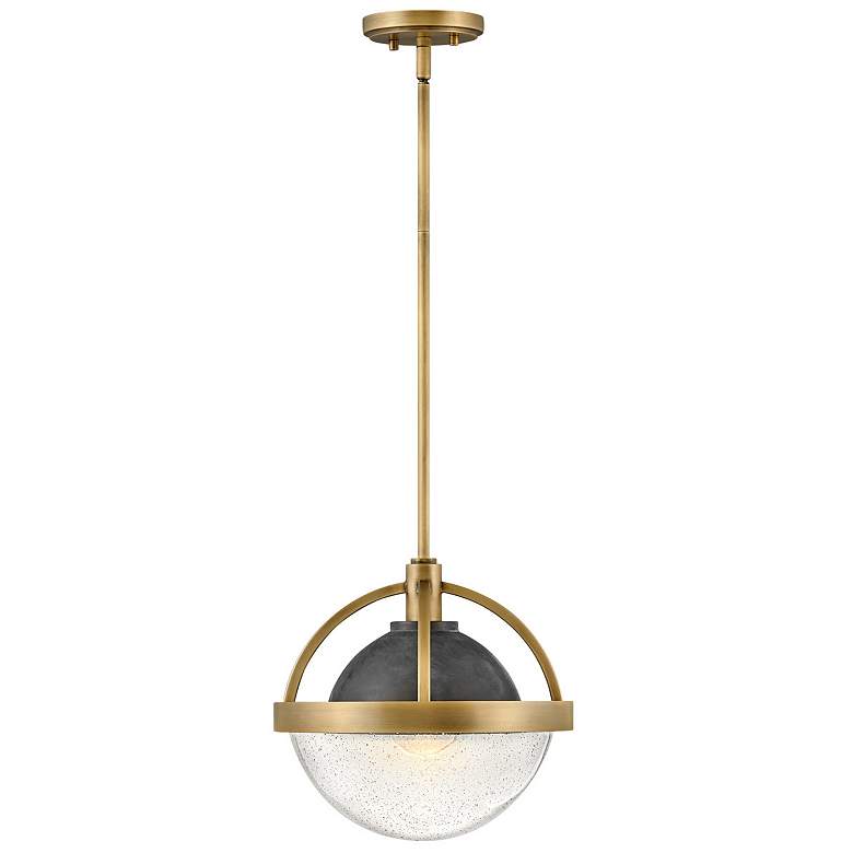 Image 1 Hinkley Watson 12" Wide Brass and Seeded Glass Modern Globe Pendant