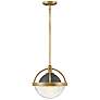 1_Hinkley Watson 12" Wide Brass and Seeded Glass Modern Globe Pendant