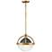 Hinkley Watson 12" Wide Brass and Seeded Glass Modern Globe Pendant
