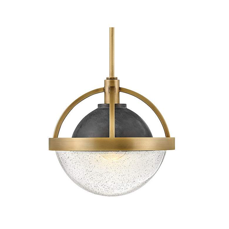 Image 2 Hinkley Watson 12" Wide Brass and Seeded Glass Modern Globe Pendant more views