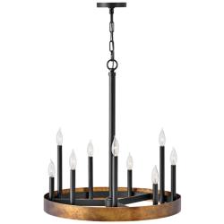 Hinkley Wells 24" Wide Weathered Brass and Black 9-Light Chandelier