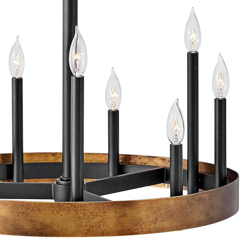 Image 3 Hinkley Wells 24" Wide Weathered Brass and Black 9-Light Chandelier more views