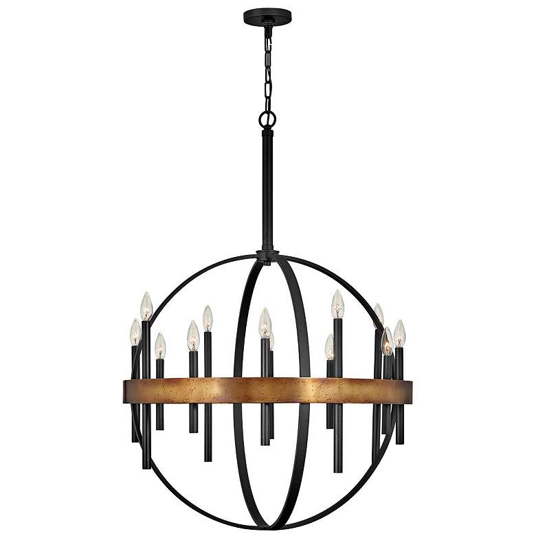 Image 1 Hinkley Wells 30" Wide Black Brass 12-Light Orb Chandelier