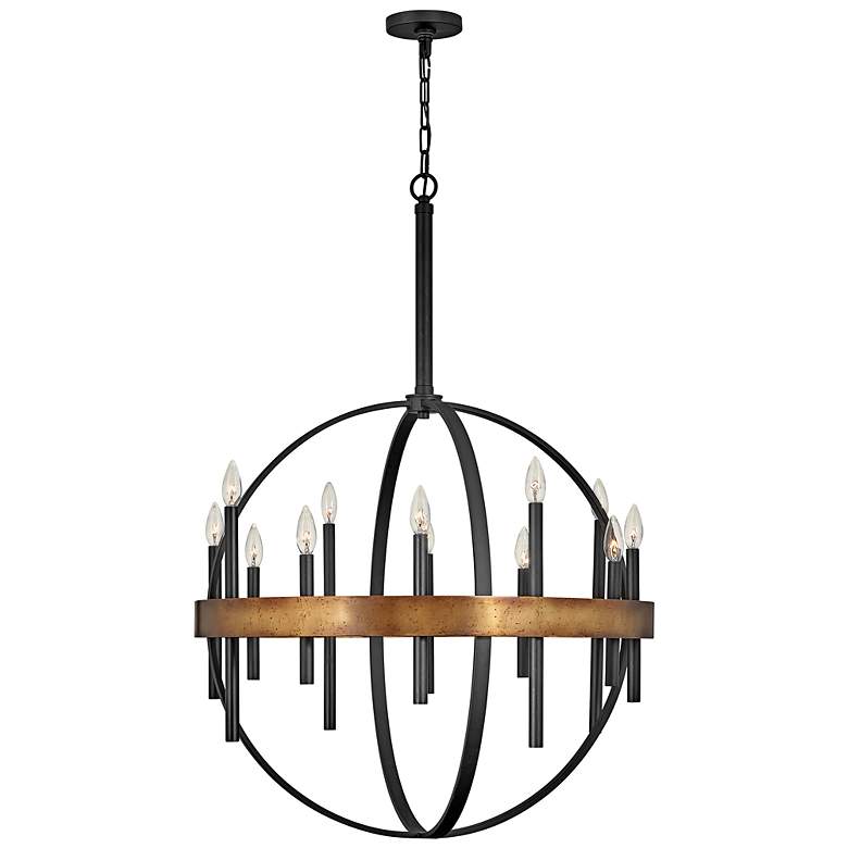 Image 2 Hinkley Wells 30" Wide Black Brass 12-Light Orb Chandelier more views