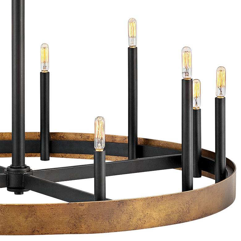 Image 3 Hinkley Wells 35 3/4" Brass 12-Light Modern Wagon Wheel Chandelier more views