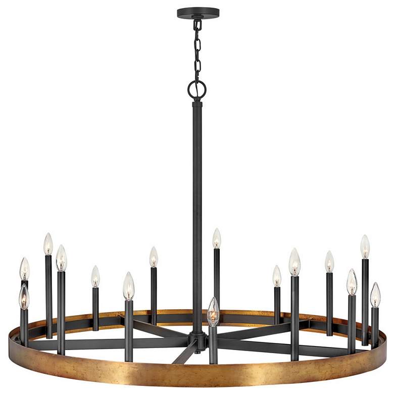 Image 2 Hinkley Wells 45 1/4"W Black and Weathered Brass Chandelier