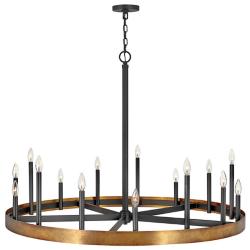 Hinkley Wells 45 1/4"W Black and Weathered Brass Chandelier