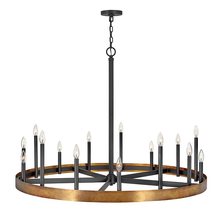 Image 3 Hinkley Wells 45 1/4"W Black and Weathered Brass Chandelier more views