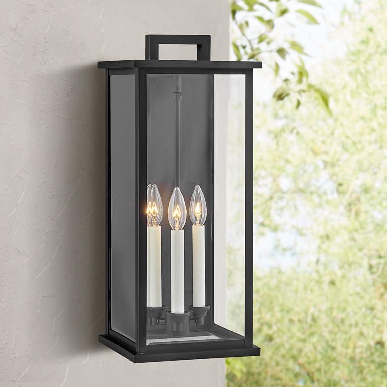 Image 1 Hinkley Weymouth 22" High Rectangular Lantern Black Outdoor Wall Light
