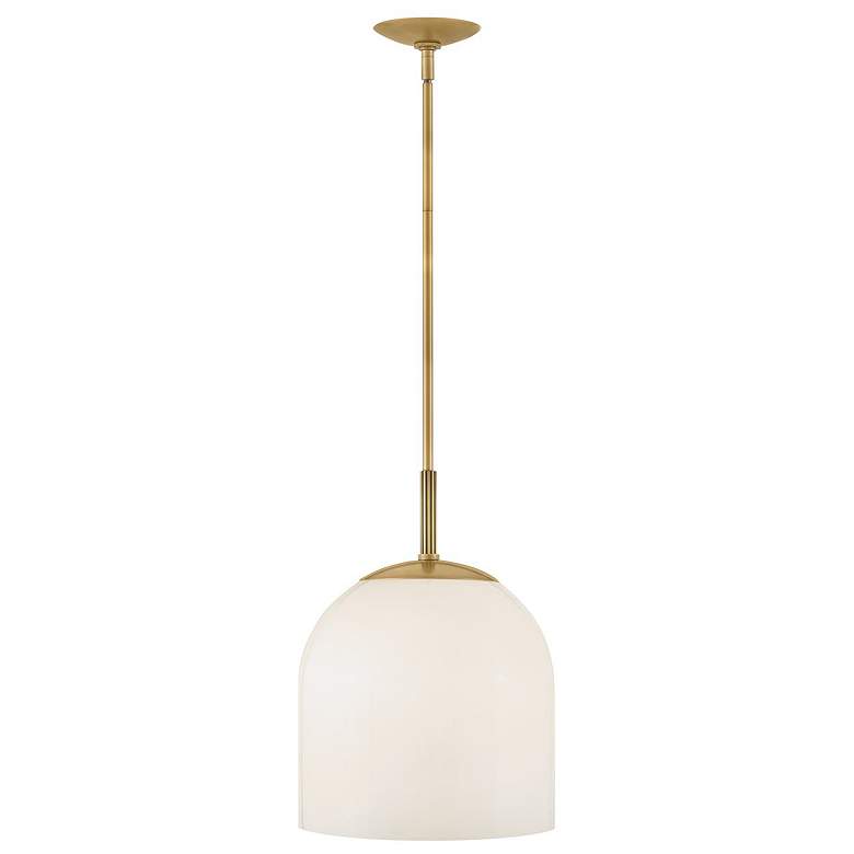 Image 1 Hinkley Willa 12" Wide Heritage Brass and White Glass Modern Pendant