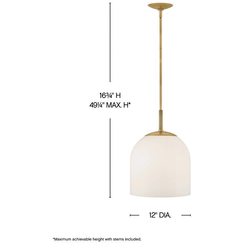 Image 3 Hinkley Willa 12" Wide Heritage Brass and White Glass Modern Pendant more views