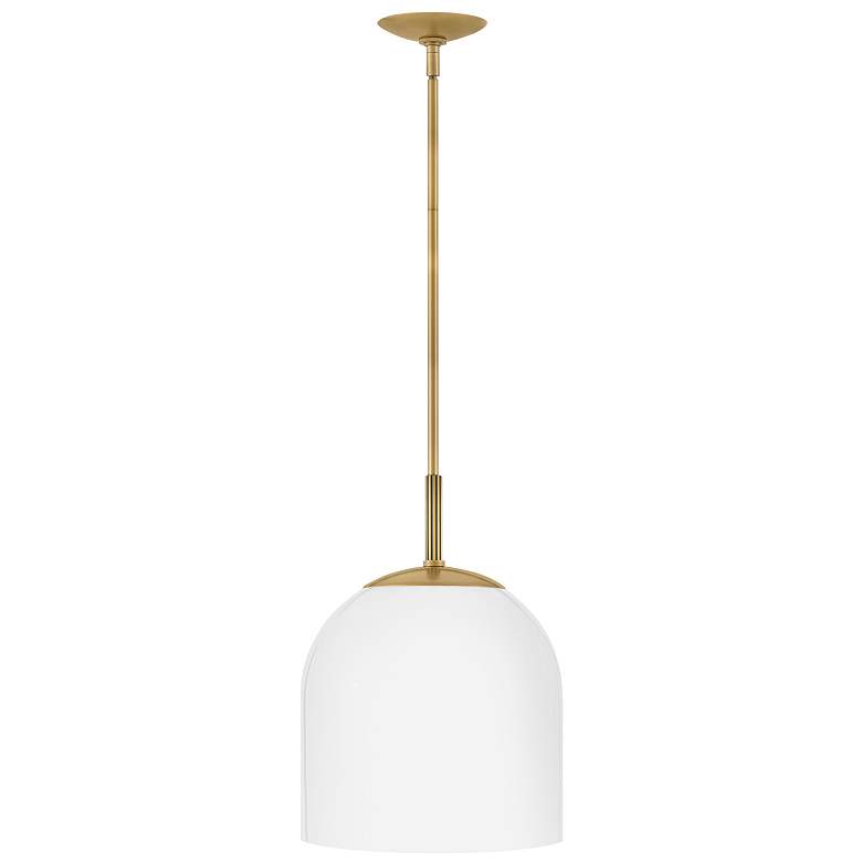 Image 4 Hinkley Willa 12" Wide Heritage Brass and White Glass Modern Pendant more views