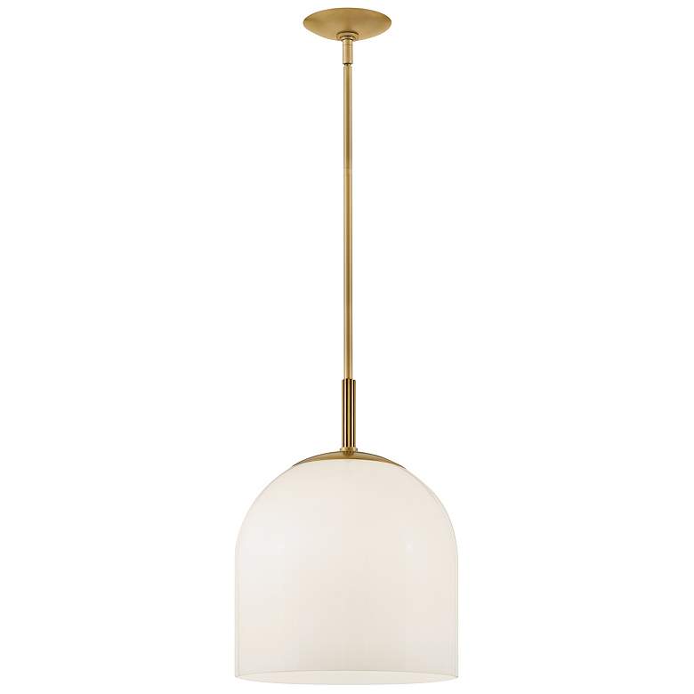 Image 5 Hinkley Willa 12" Wide Heritage Brass and White Glass Modern Pendant more views