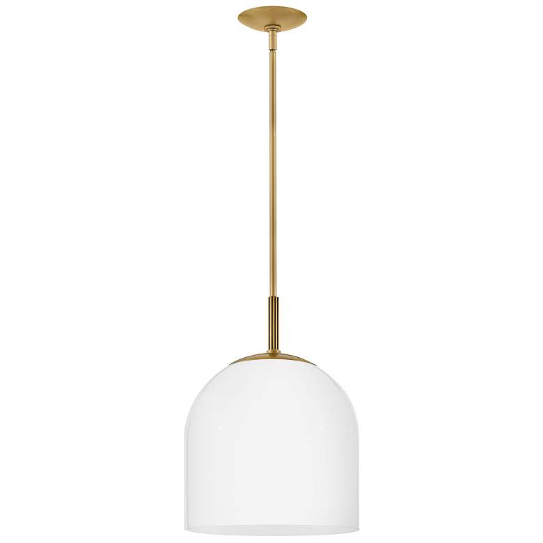 Image 6 Hinkley Willa 12" Wide Heritage Brass and White Glass Modern Pendant more views