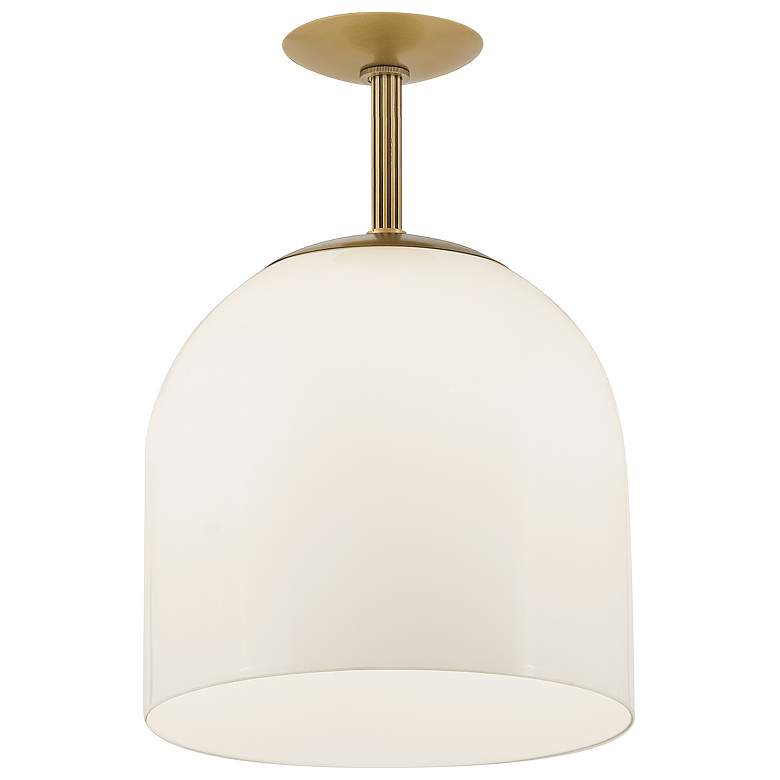 Image 7 Hinkley Willa 12" Wide Heritage Brass and White Glass Modern Pendant more views